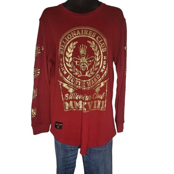 Switch Remarkable Billionaire Club Hustle Hard Sz M Long Sleeve Waffle Knit Shir - Picture 1 of 6